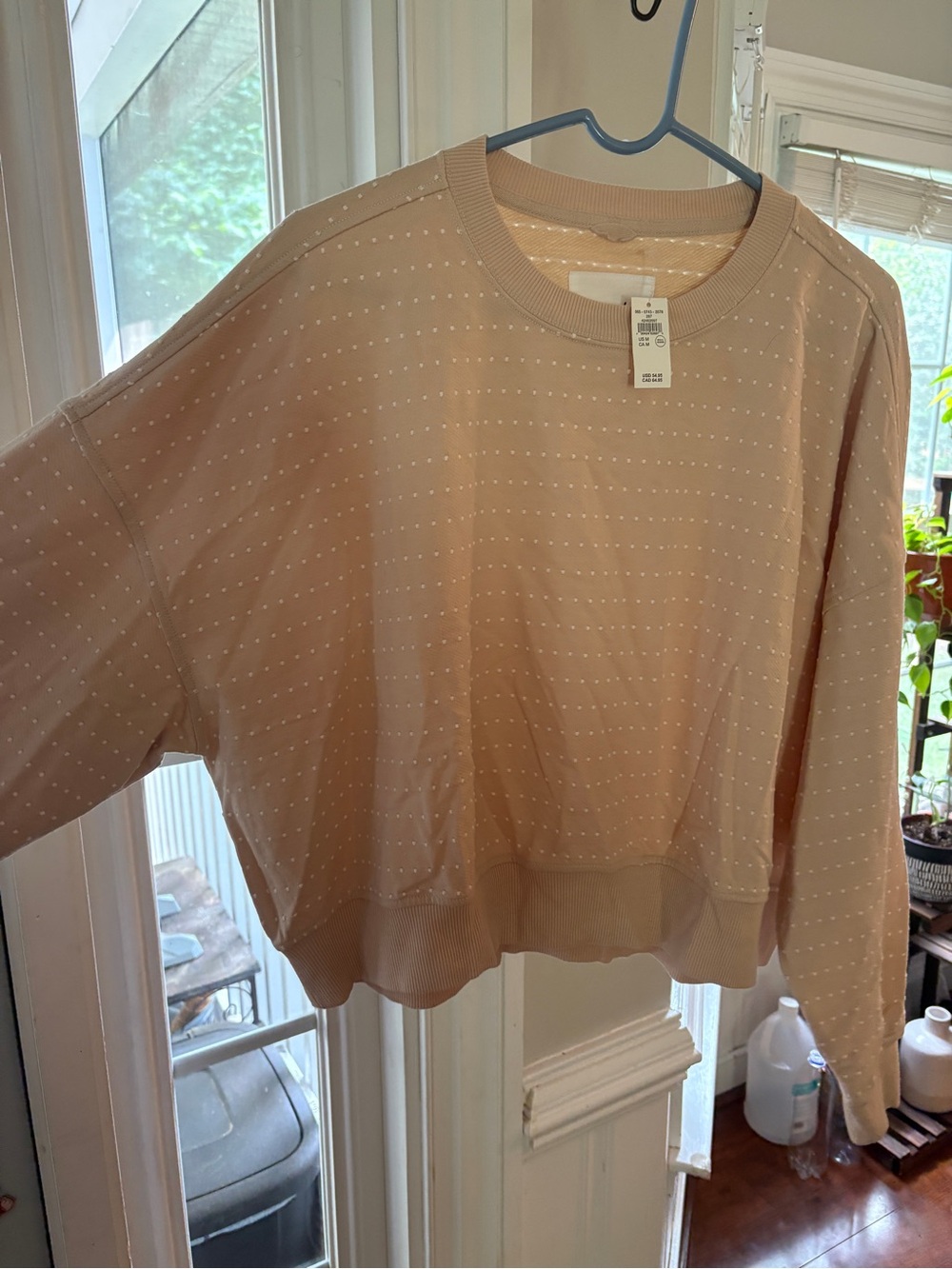 Aerie Light Blush Pink Cropped Dot Crewneck sweatshirt